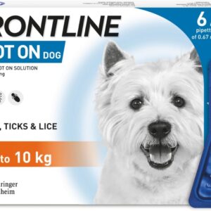FRONTLINE Spot On Flea & Tick Treatment for Small Dogs (2–10kg) – 6 Pipettes