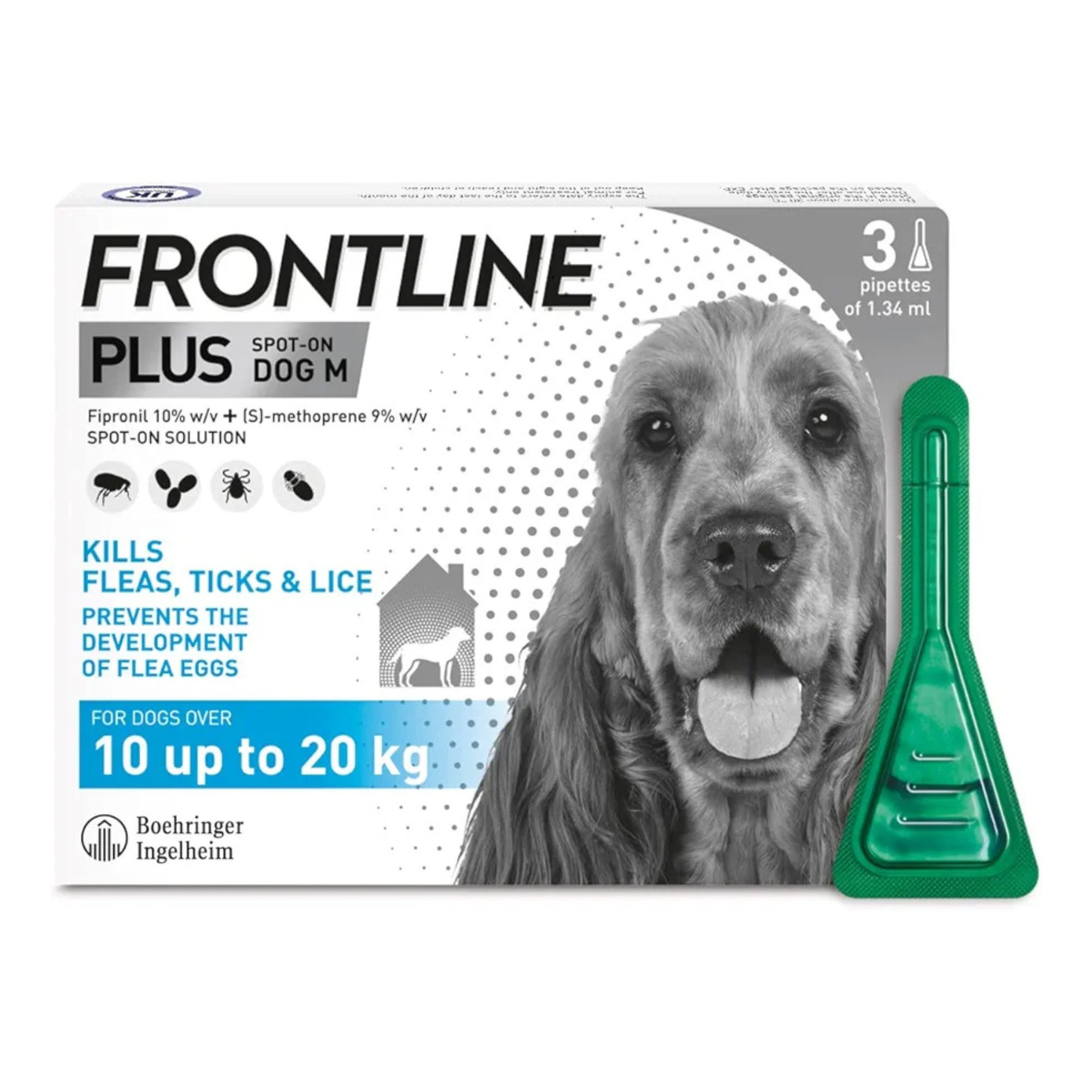 FRONTLINE Plus Flea & Tick Treatment for Medium Dogs – 3 Pipettes