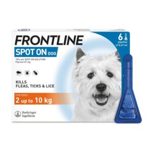 FRONTLINE Spot On Flea & Tick Treatment for Small Dogs (2–10kg) – 6 Pipettes