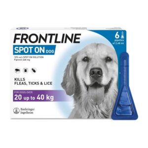 FRONTLINE Spot On Flea & Tick Treatment for Large Dogs (20–40kg) – 6 Pipettes