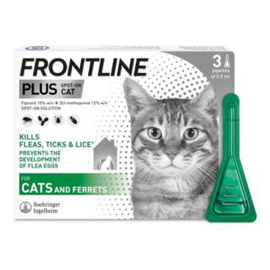 FRONTLINE Plus Flea & Tick Treatment for Cats & Ferrets – 3 Pipettes