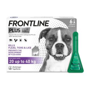 FRONTLINE Plus Flea & Tick Treatment for Large Dogs – 6 Pipettes