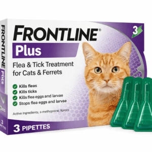 FRONTLINE Plus Flea & Tick Treatment for Cats & Ferrets – 3 Pipettes