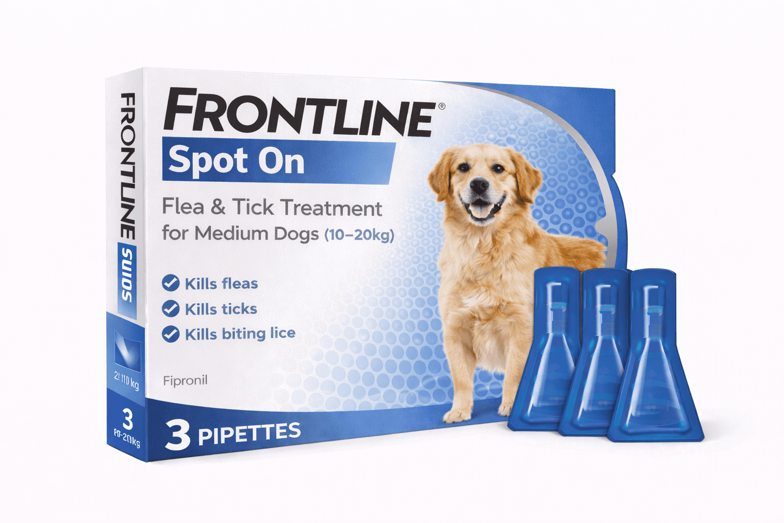 FRONTLINE Spot On Flea & Tick Treatment for Medium Dog (10-20kg) 3 Pipettes