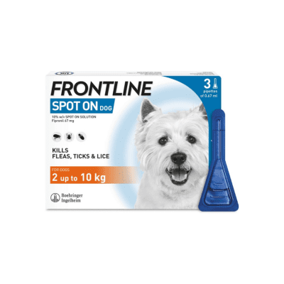 FRONTLINE Spot On flea treatment for dogs small dogs 2–10kg 3 pipettes flea and tick control UK