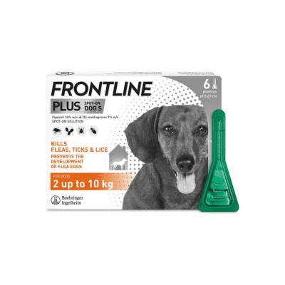 FRONTLINE Plus for Dogs flea and tick treatment for small dogs 6 pipettes pack UK