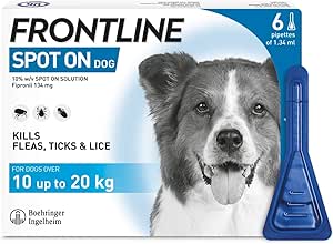 FRONTLINE Spot On Flea & Tick Treatment for Medium Dogs (10–20kg) – 6 Pipettes