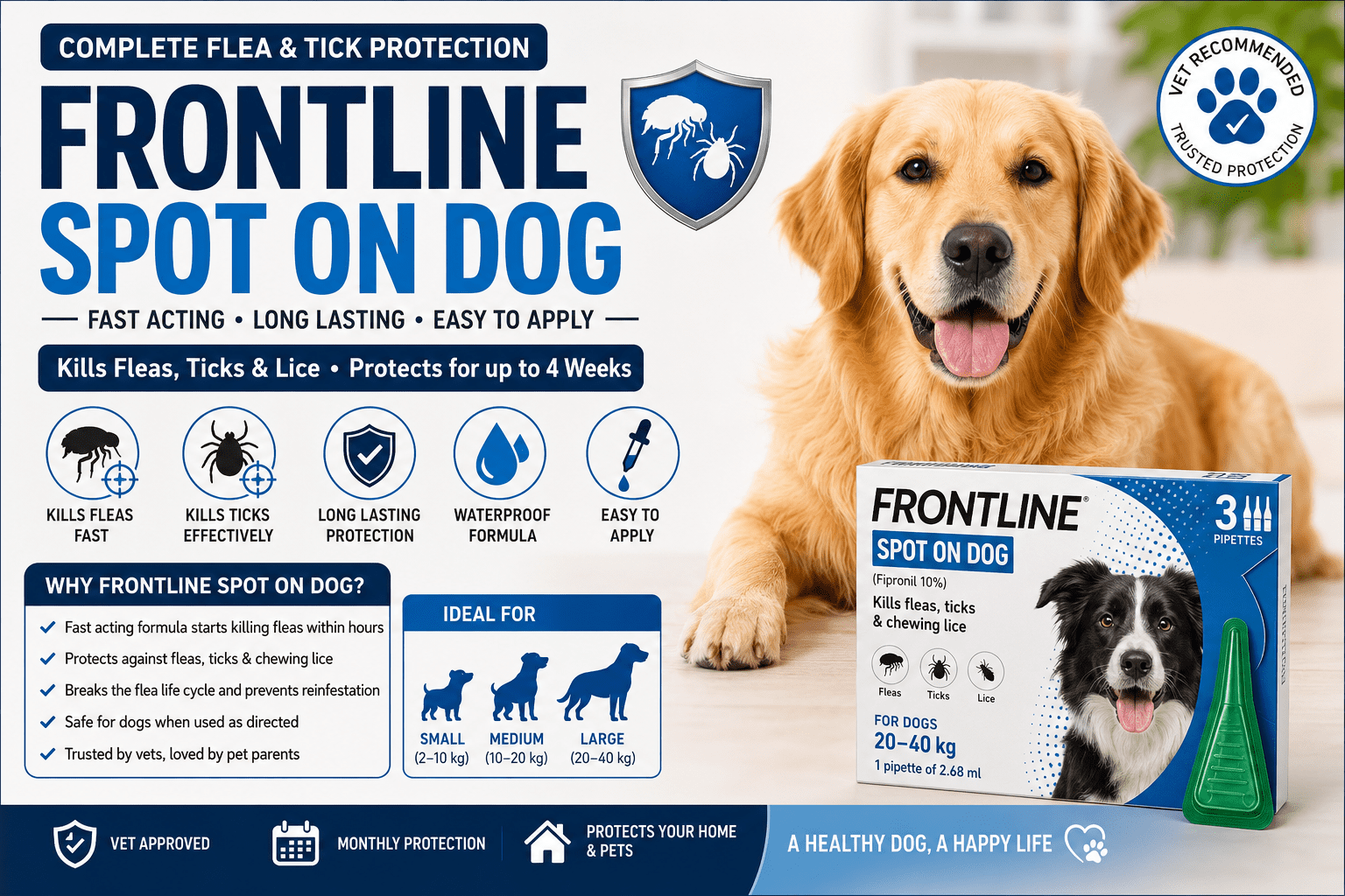 Frontline Spot On Dog flea and tick treatment for dogs