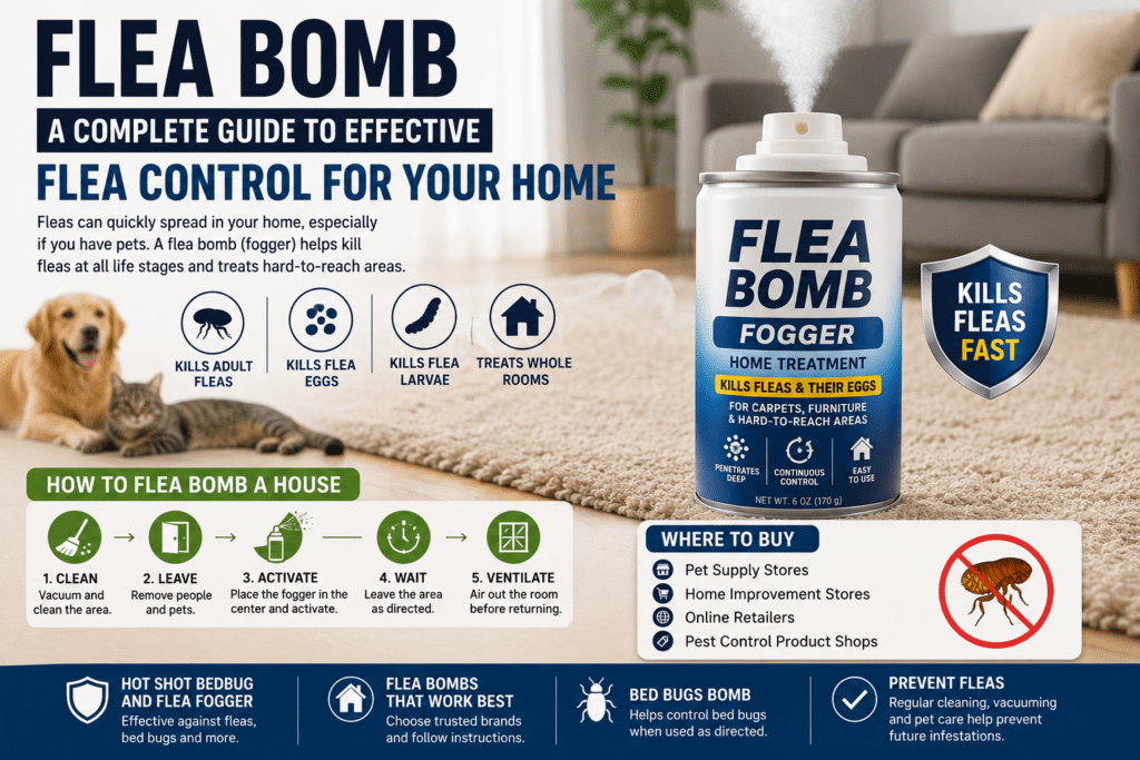 Flea Bomb treatment product used for home flea control and protection against fleas and household pests