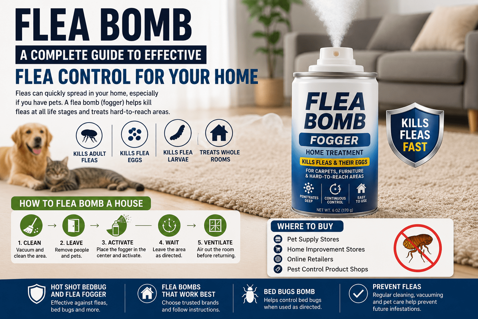 Flea Bomb treatment product used for home flea control and protection against fleas and household pests