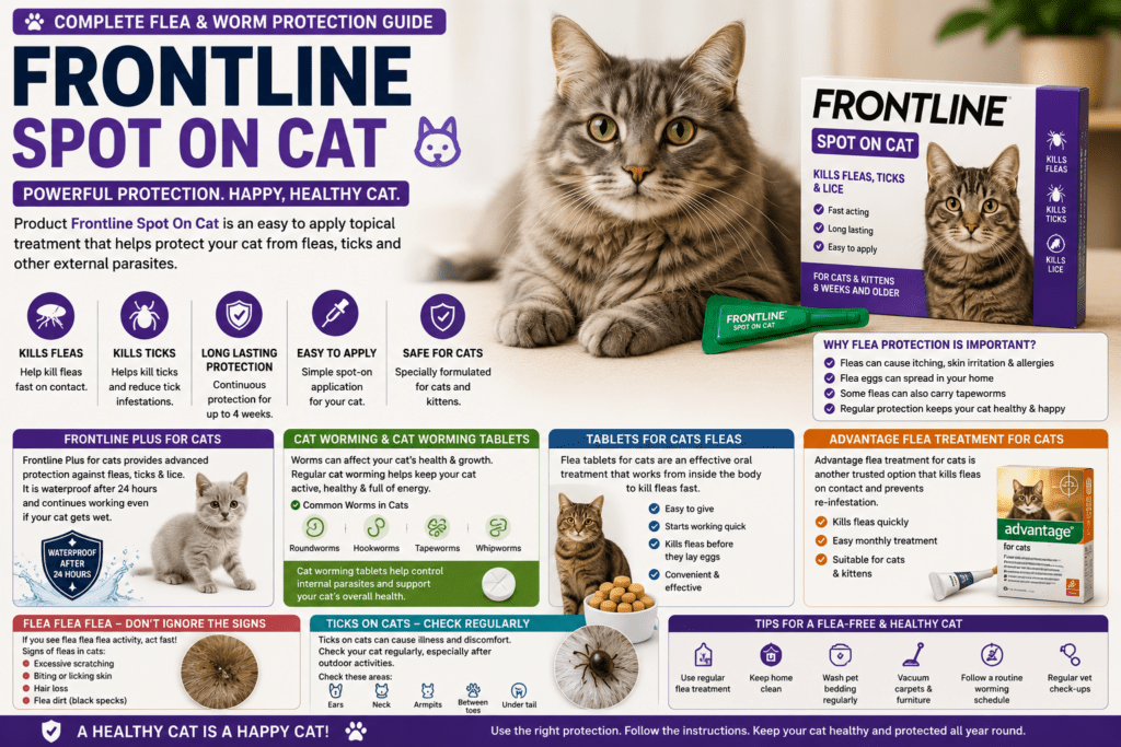 Product Frontline Spot On Cat flea treatment for cats protecting against fleas, ticks, and common parasites